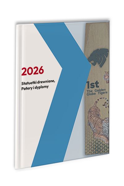 Statuetki drewniane, patery i dyplomy